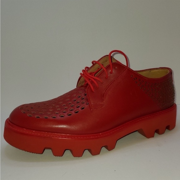 Emporio Armani NIB Red Derby/Shoes size 8.5 - Picture 2 of 11